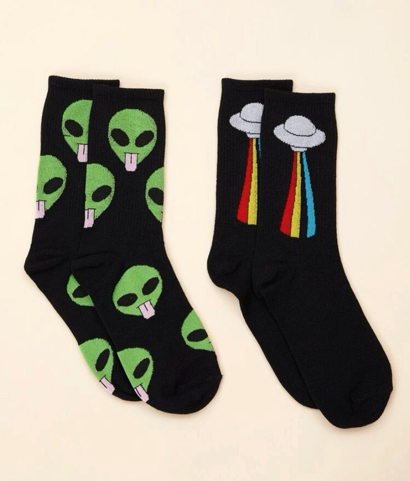 Socks with extraterrestrial image