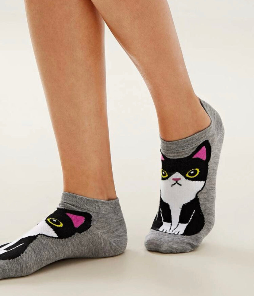 Calcetines divertidos para mujer con diseño de gato