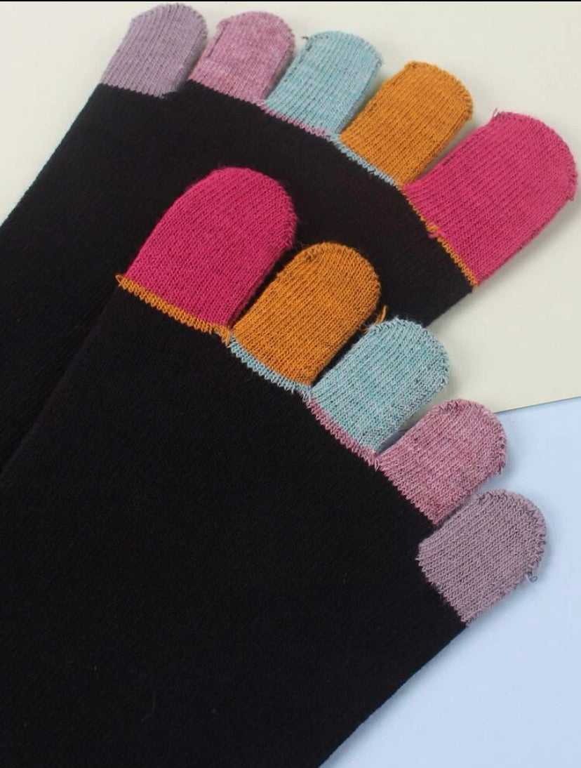 Colorful socks with fingers 