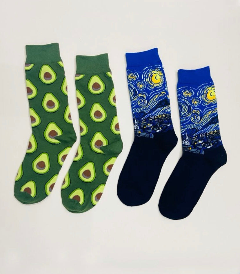 Fun Avocado Print Socks 
